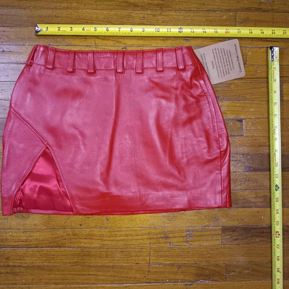 Leather Cult red Leather Mini Skirt